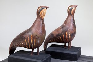 CVCSC:0138.1-2.F Pair of Whistling Partridge Decoys, artist unknown © Compton Verney, photo by Jamie Woodley