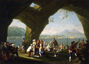 CVCSC:0210.S Pietro Fabris, Naples from the West with Peasants Gaming © Compton Verney, photo by Prudence Cuming Associates Ltd.