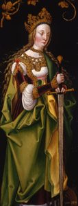 CVCSC:0256.1.N St Artist unknown, St Catherine (verso of St Christopher) © Compton Verney